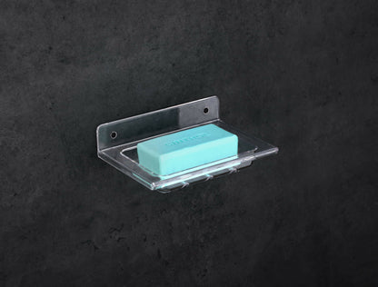 Glossy durable PC soap dish mounted on wall in bathroom