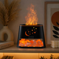 Flame Effect Aroma Diffuser Humidifier with Salt Crystal Light & Remote