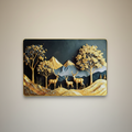 Luxury Golden Deer Wall Art – Elegant Mountain Landscape Decor