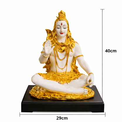 Lord Shiva Meditating Idol with Golden Finish Decorative Showpiece