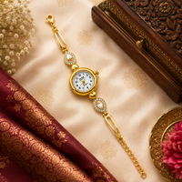 Elegant Gold-Tone Heart Crystal Bracelet Watch for Women – Luxury Analog Wrist Watch with White Dial