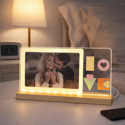 LED Love Photo Frame Lamp with glowing heart design
