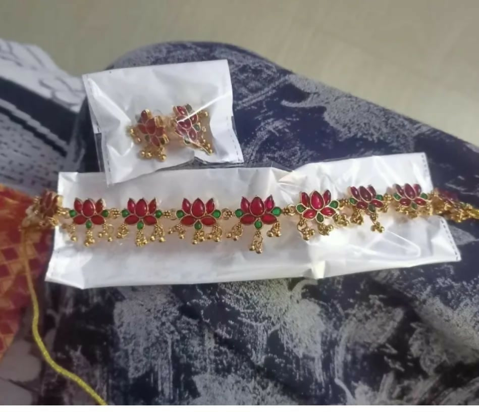 Multi-Strand Pearl Choker with Gold Floral Filigree Pendant