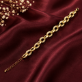 Golden-Plated Interlocking Oval Link Bracelet with Pavé Zircon Accents