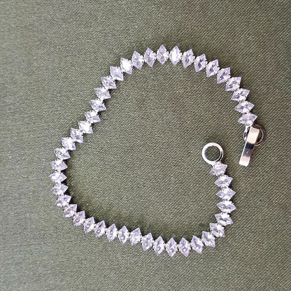 Silver Plated Ad Stone Chain Bracelet