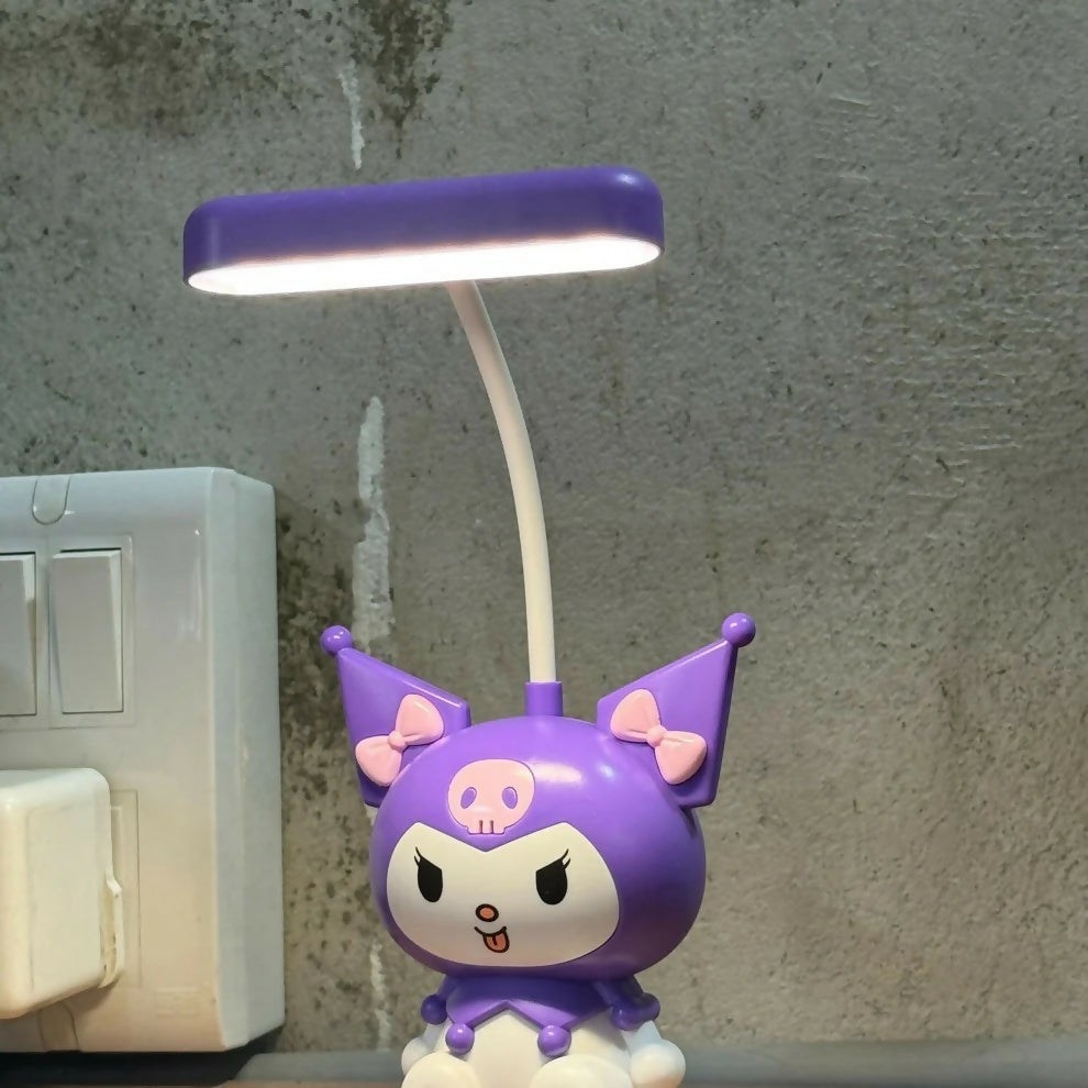 Cartoon themed LED desk lamp for children displayed on study table