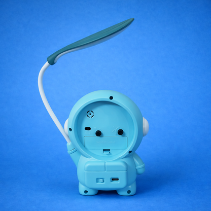 Astronaut Desk Lamp with Alarm Clock, USB Powered Study Light for Kids (BLUE)
