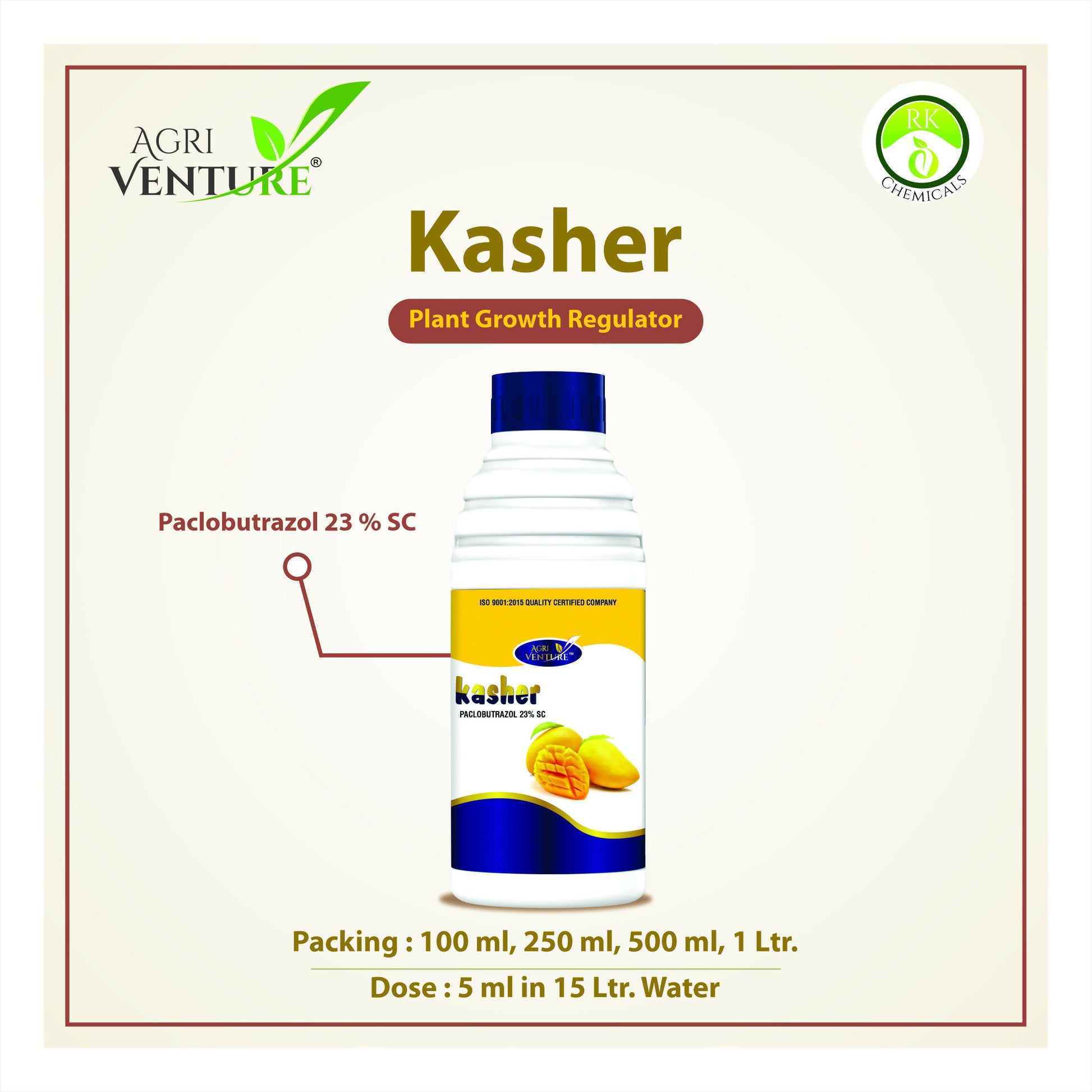 Agriventure KASHER ( Paclobutrazol 23 % SC ) Plant Growth Regulator Best for Mango