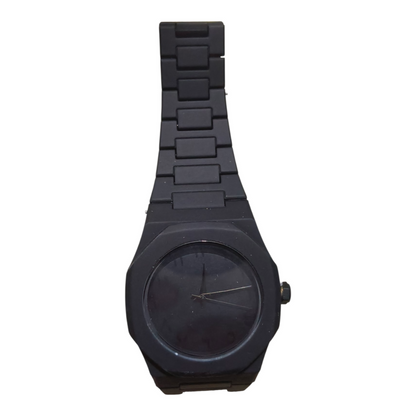 Premium Matte Black Minimalist Analog Wrist Watch with Designer Dial and Metal Strap