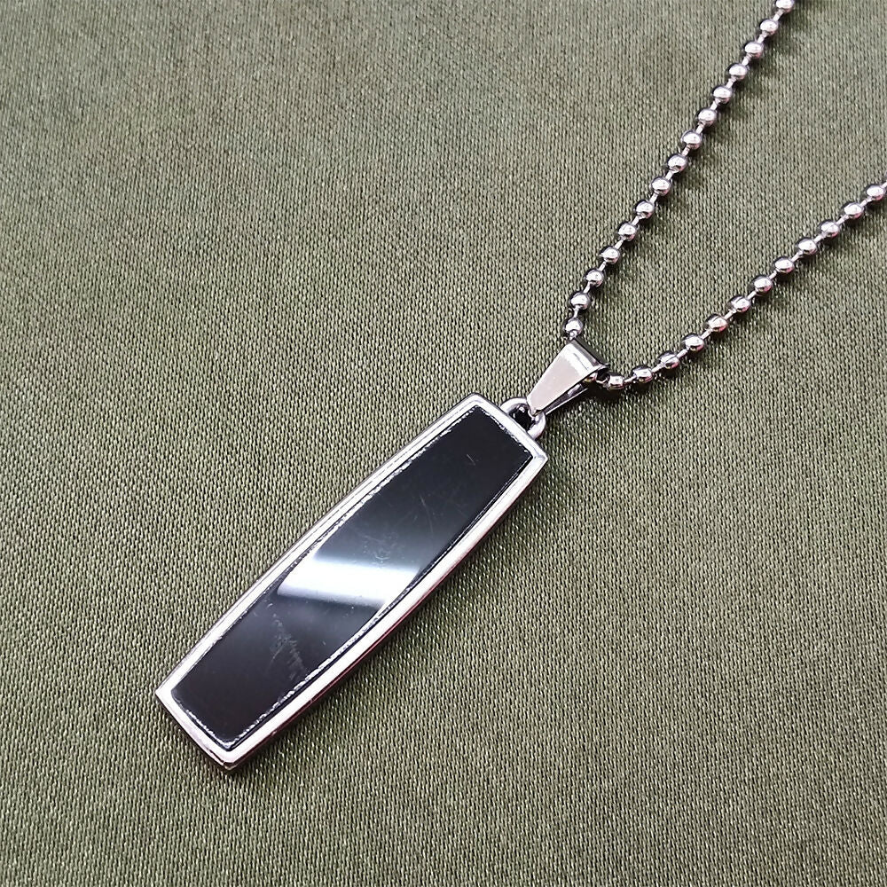 Black Enamel Chain Pendant For Men