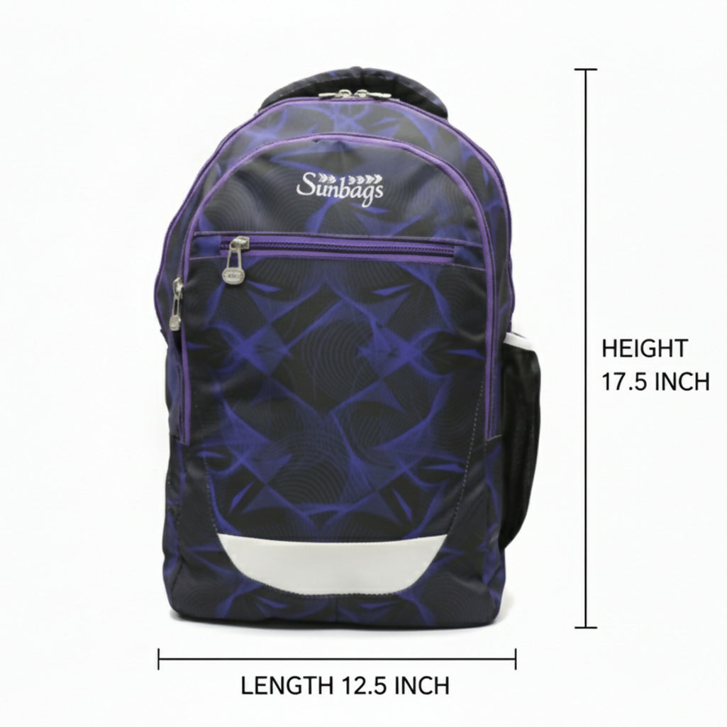 Back view showing adjustable padded shoulder straps and breathable support on backpack