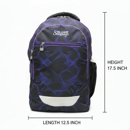Back view showing adjustable padded shoulder straps and breathable support on backpack