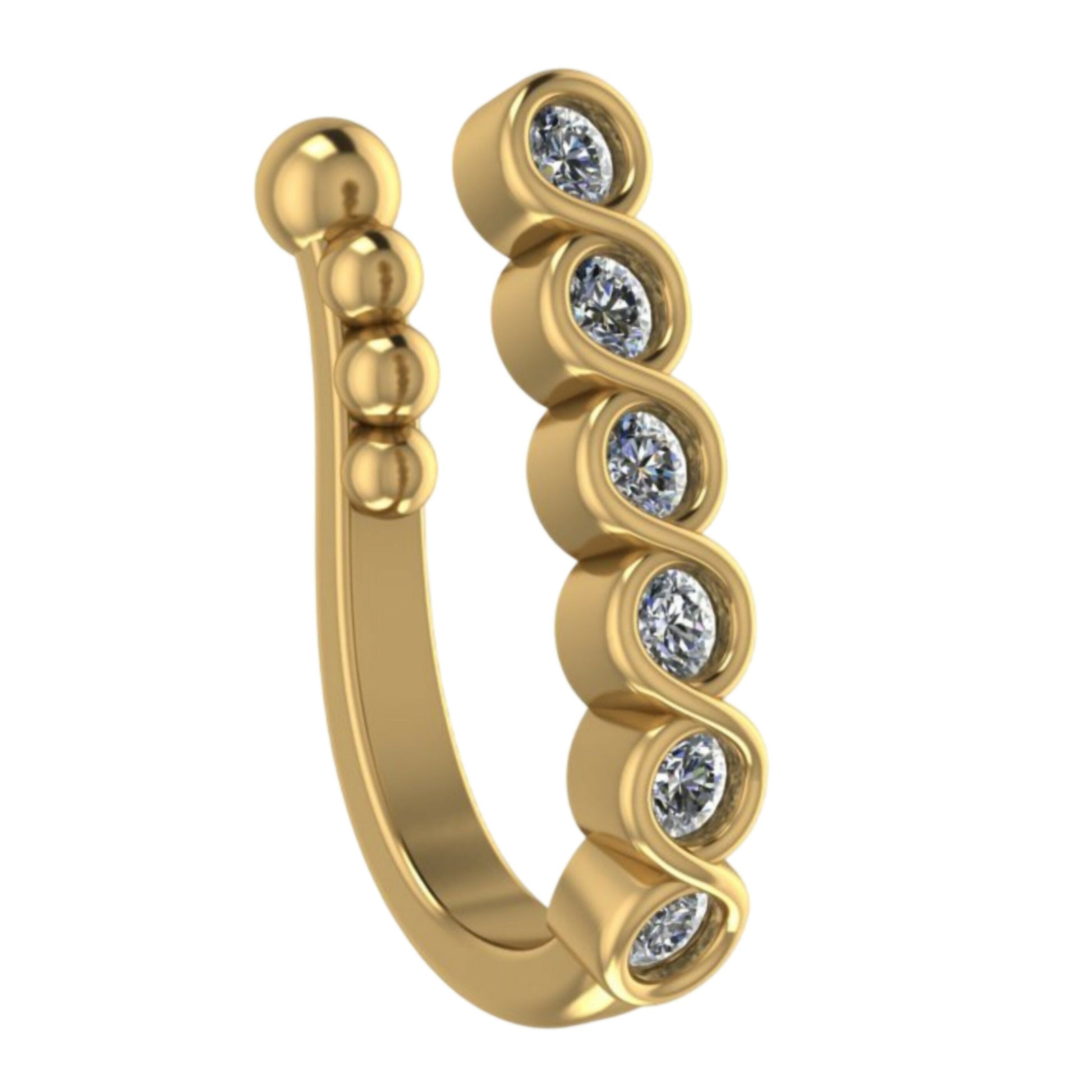 Non-Piercing Nose Pin Set: Gold Dotted & Silver Flower Clip-On