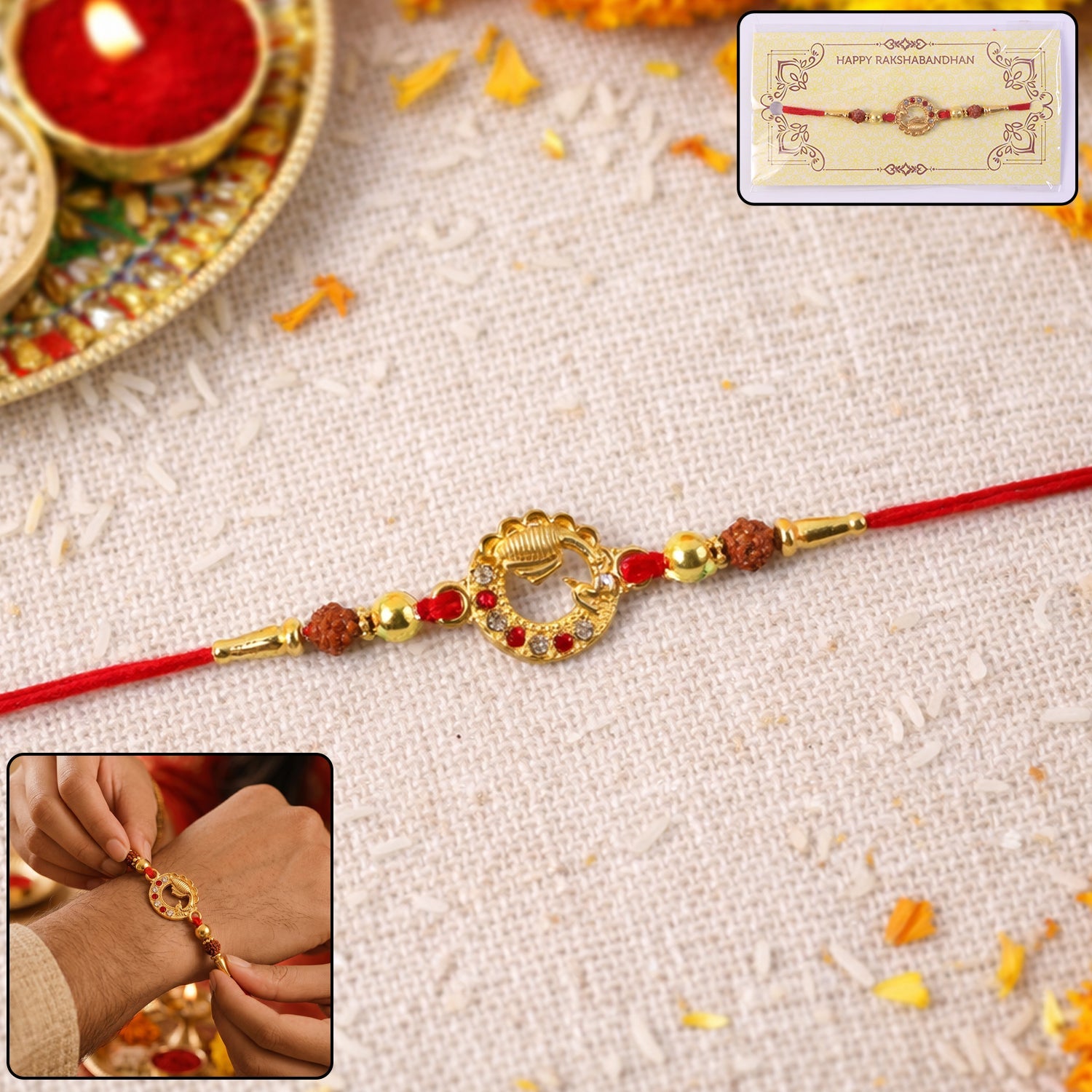 Beadwork Rakhi for Brothers Traditional Design for Raksha Bandhan (10pcs)