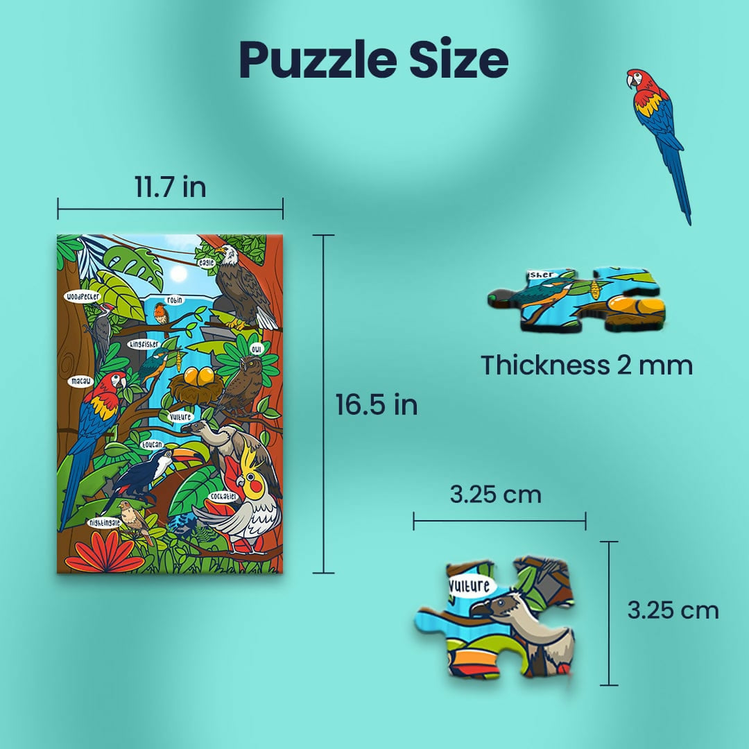 BIRD MYSTERY PUZZLE - AGE 3+ (38 PUZZLE PIECES) MDF PUZZLE SERIES