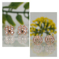 Rose Gold Plated Stud Earrings Set – Elegant Butterfly & Round Combo