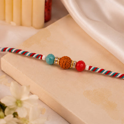 Beautiful Multicolor Designer Rakhi with Golden Centre and Cheerful Raksha Bandhan Style