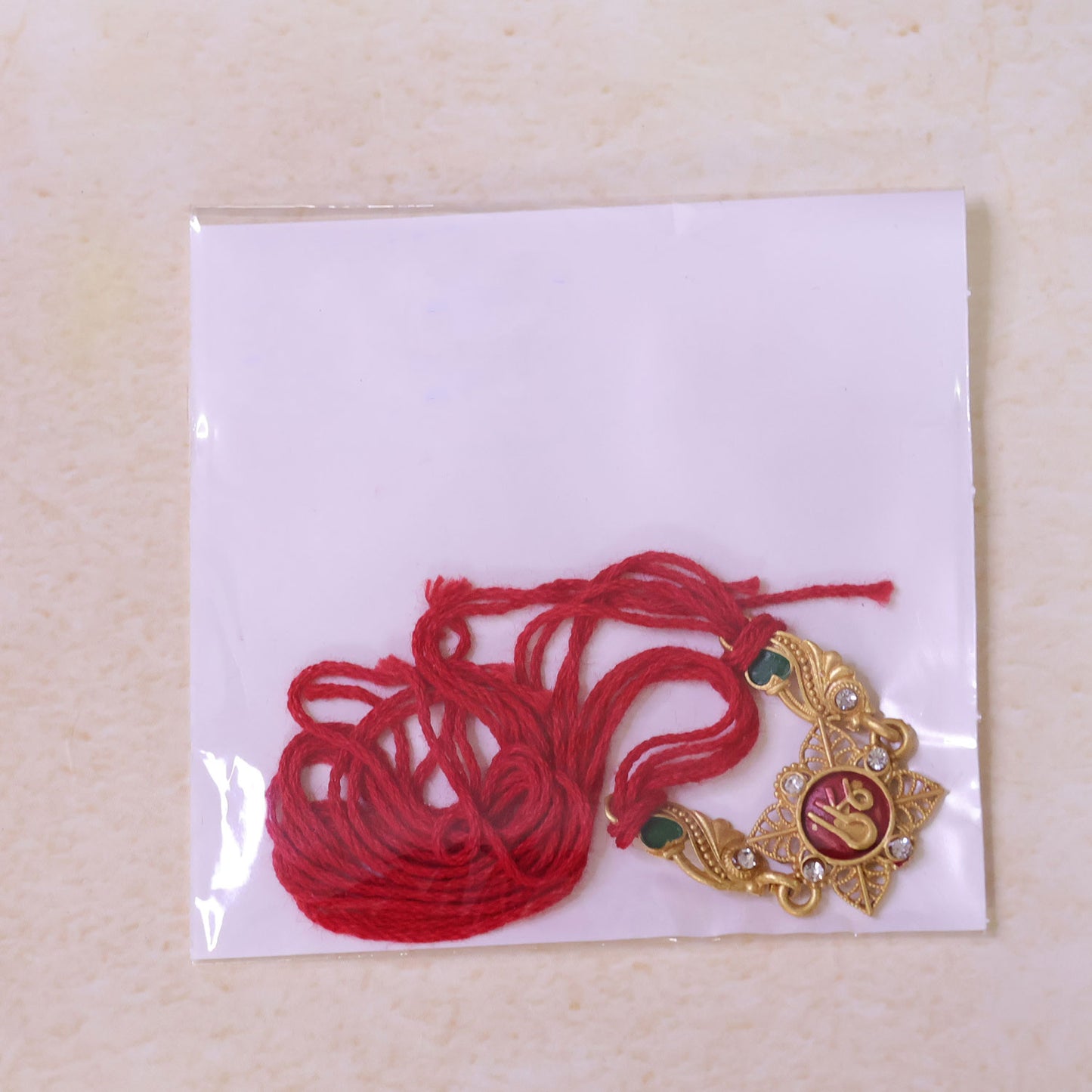 Classic Rakhi with Shri Plaque, ornate work and thread style for Product Display