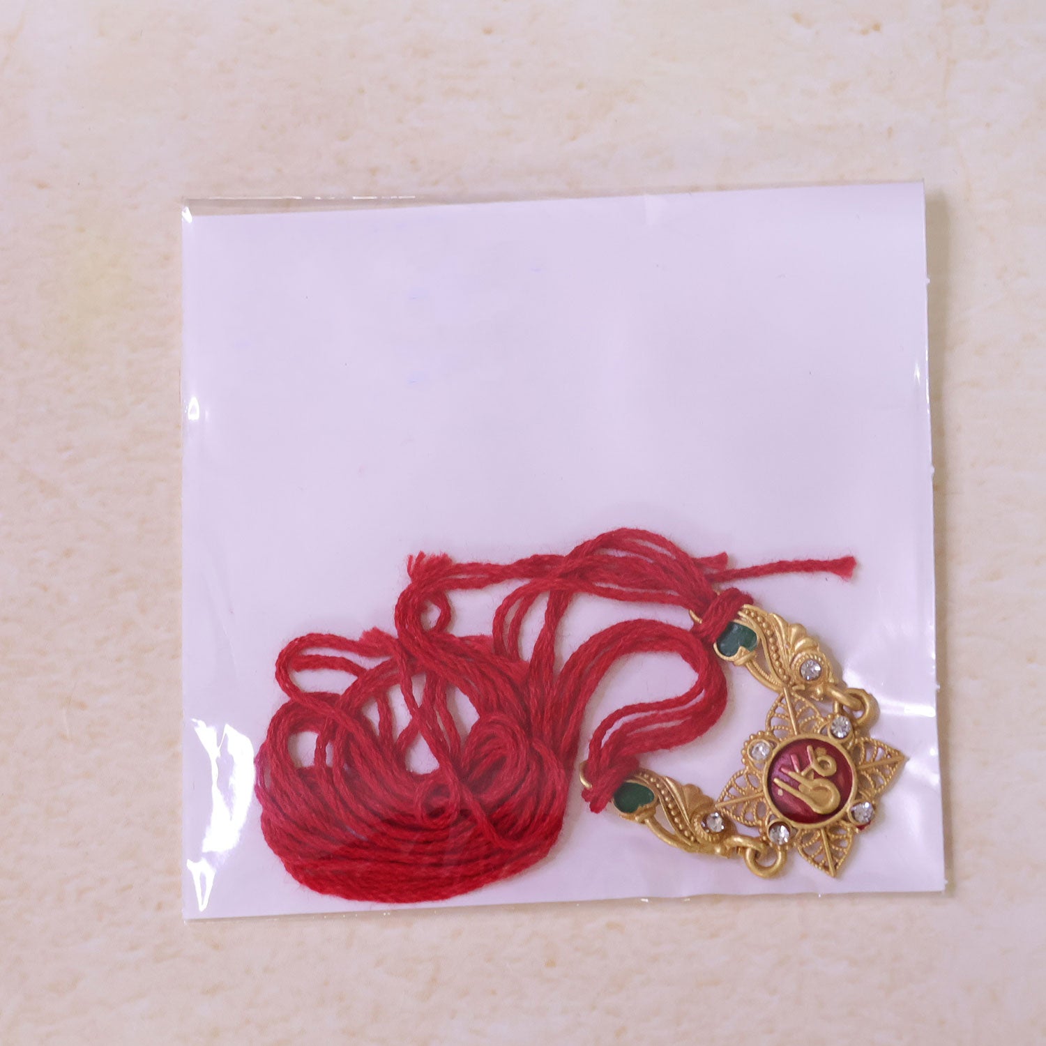 Classic Rakhi with Shri Plaque, ornate work and thread style for Product Display