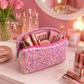 Pink Multipurpose Makeup & Stationery Organizer Pouch – Stylish & Spacious