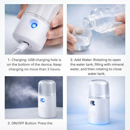 Portable USB Rechargeable Nano Mist Sprayer for Face, Skin & Travel