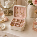 Travel Jewelry Organizer Box Portable PU Leather Ring & Earring Storage Case