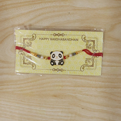 Kids Rakhi Cute Panda Charm with Pearl Beads for Brothers (10pcs)