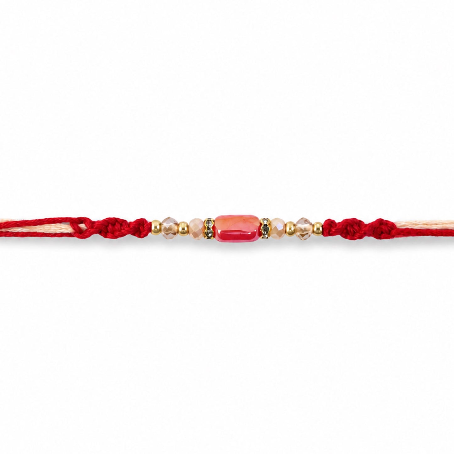 Sparkling Pearl Stone Rakhi with Colorful Thread and Premium Festive Beauty