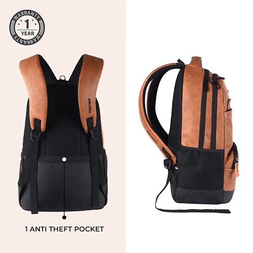 GEAR Laptop Back Pack Vintage 2 Leather Tan Black