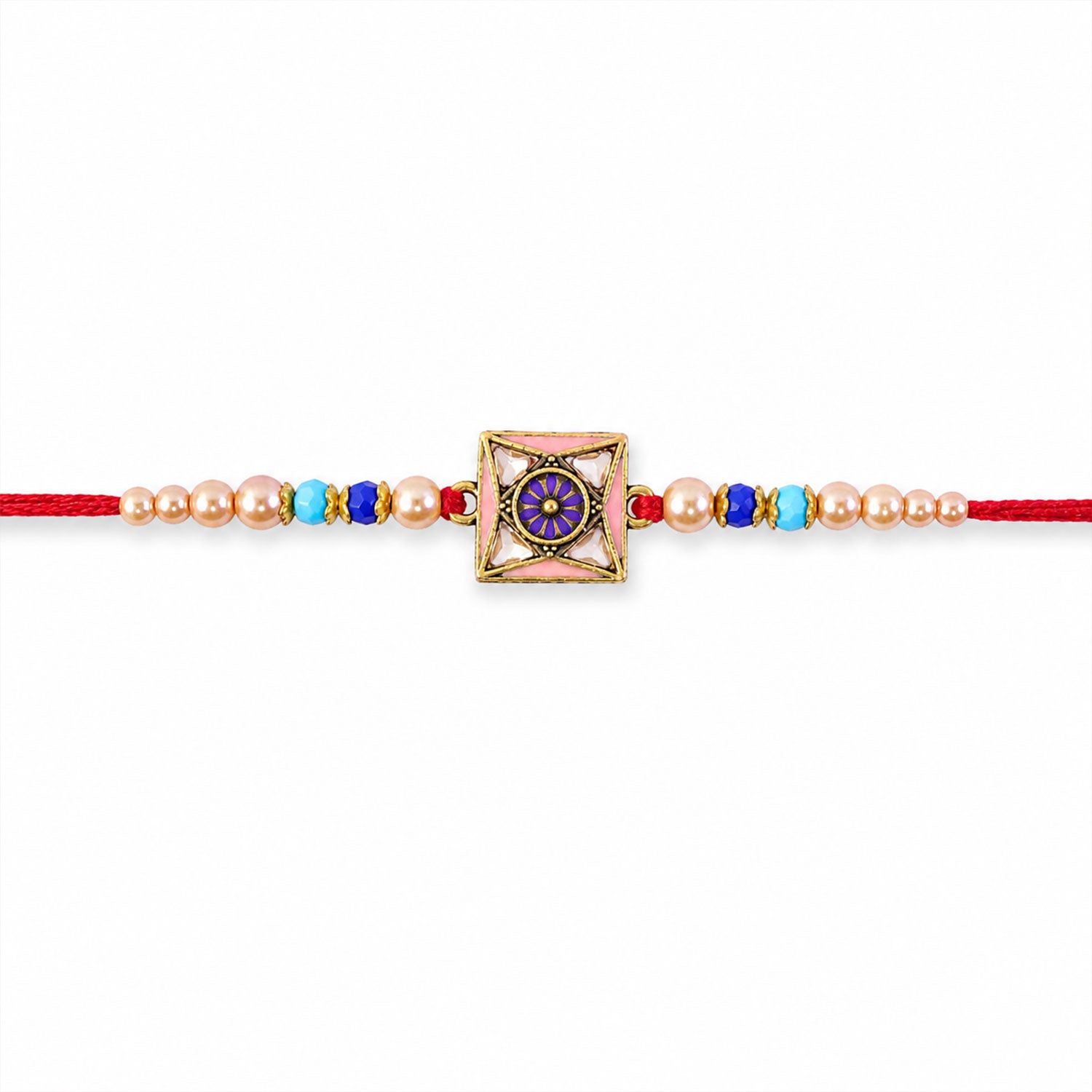 Royal Purple Meenakari Square Designer Rakhi for Brother with Pearls