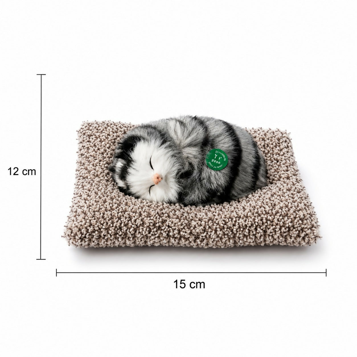 Cute sleeping cat plush toy with cushion base