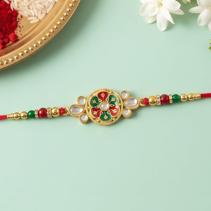 Floral Cluster Stone Designer Rakhi for Brother (5pcs)