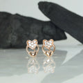 Rose Gold Heart Stud Earrings – Elegant Zircon Jewelry for Women