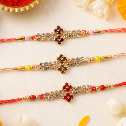Floral Motif Long Bar Rakhi for Raksha Bandhan (Pack of 6)