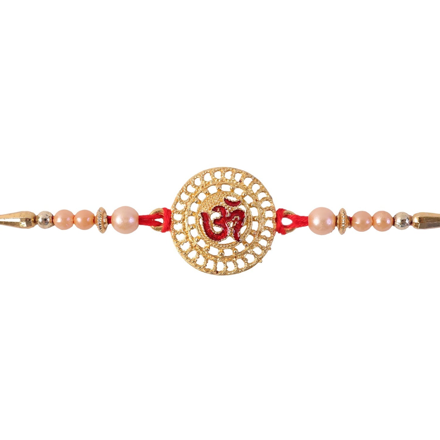 Raksha Bandhan Om Symbol Rakhi - Round Stone Studded Designer for Brother (5pcs)