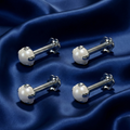 Silver Plated Opal Flower Flat Back Nosepin Stud Combo Pack of 4
