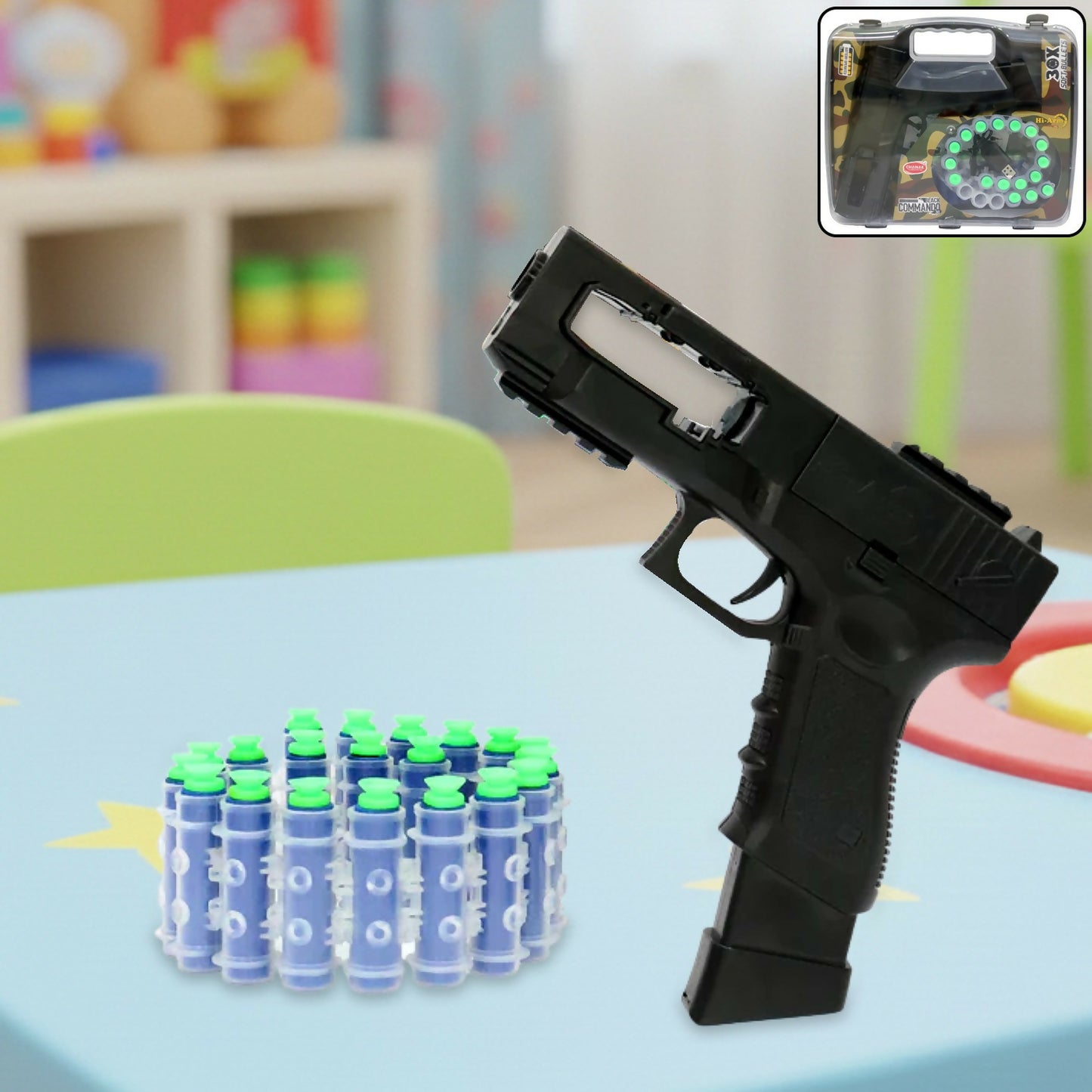 Rechargeable Soft Bullet Toy Gun Set with 30 Bullets and Dual Manual Auto Firing Mode