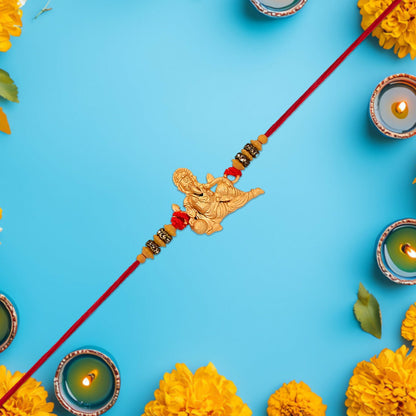 Ganesha Rakhi Rudraksha & Pearl Beads for Brother (5pcs)