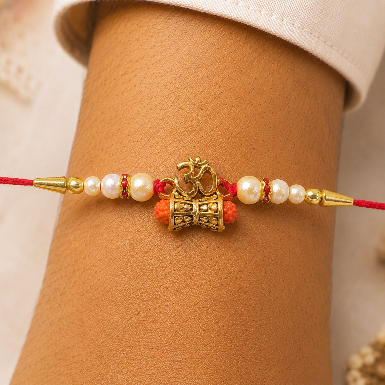 Om Rudraksha Rakhi Set with Choco Magic, Pack of 3