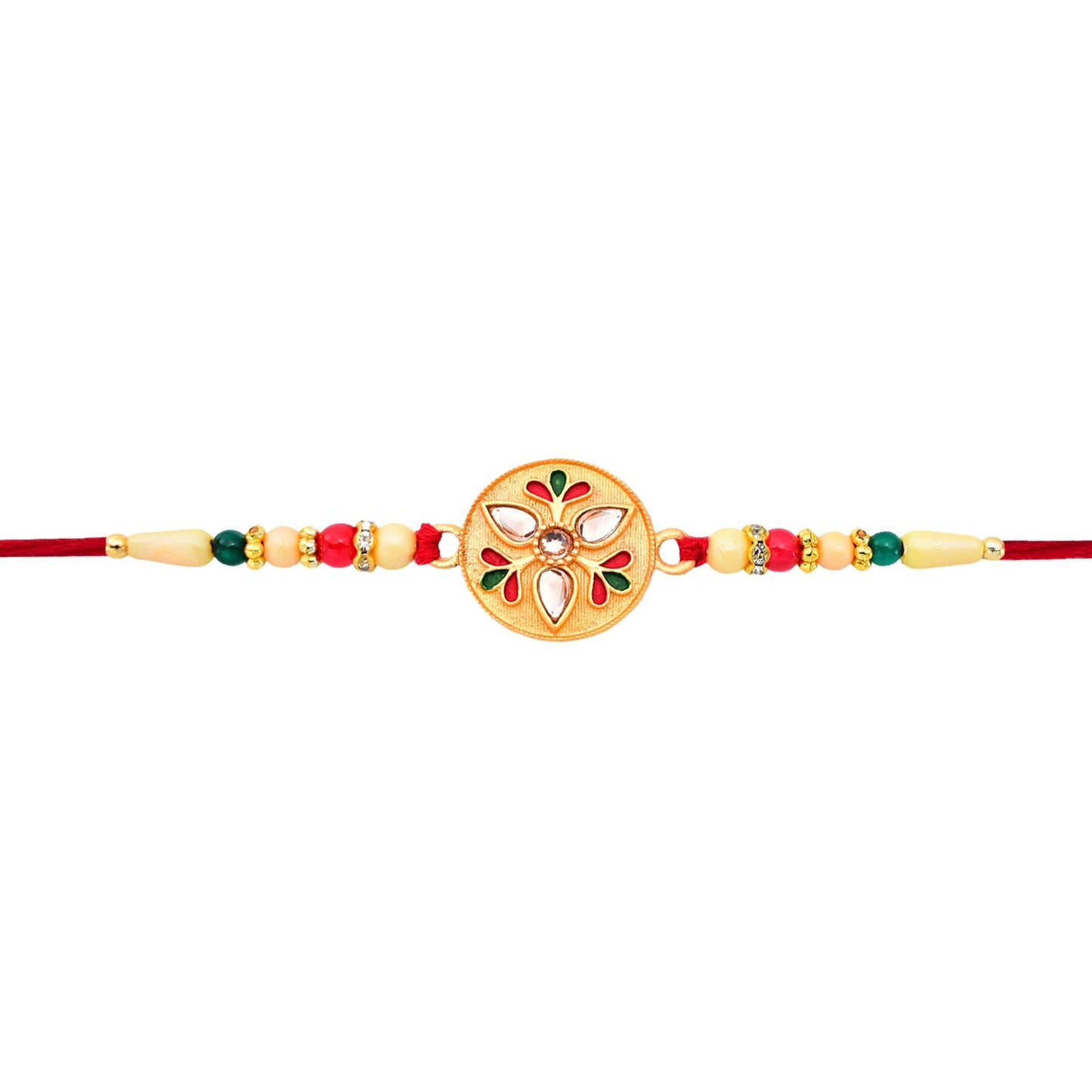 Kalash Rakhi Sacred Design with Embellished Beads & Red Thread (5pcs)