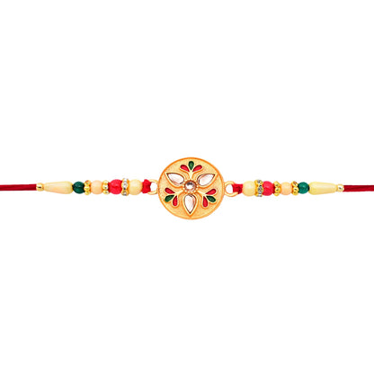 Kalash Rakhi Sacred Design with Embellished Beads & Red Thread (5pcs)