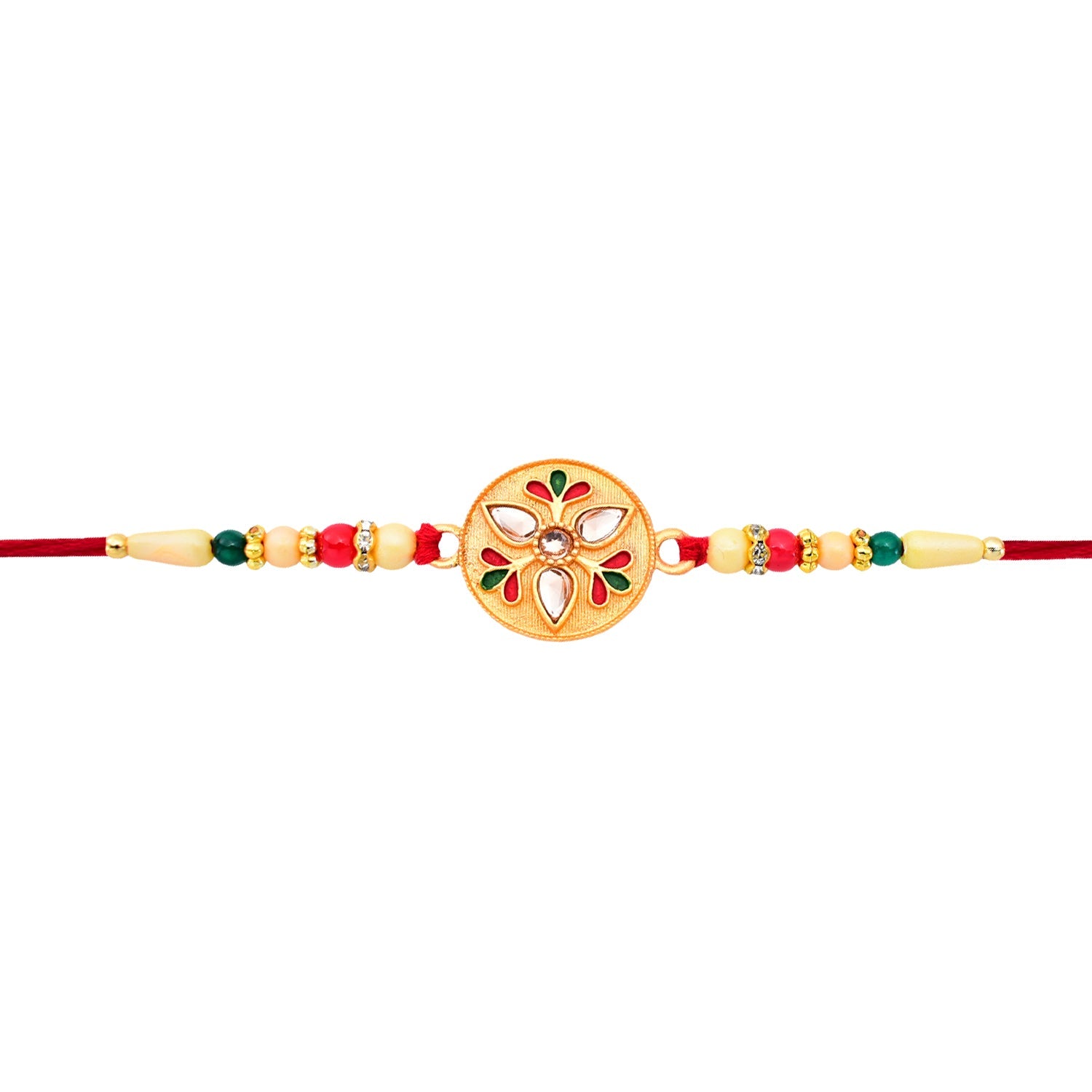 Kalash Rakhi Sacred Design with Embellished Beads & Red Thread (10pcs)