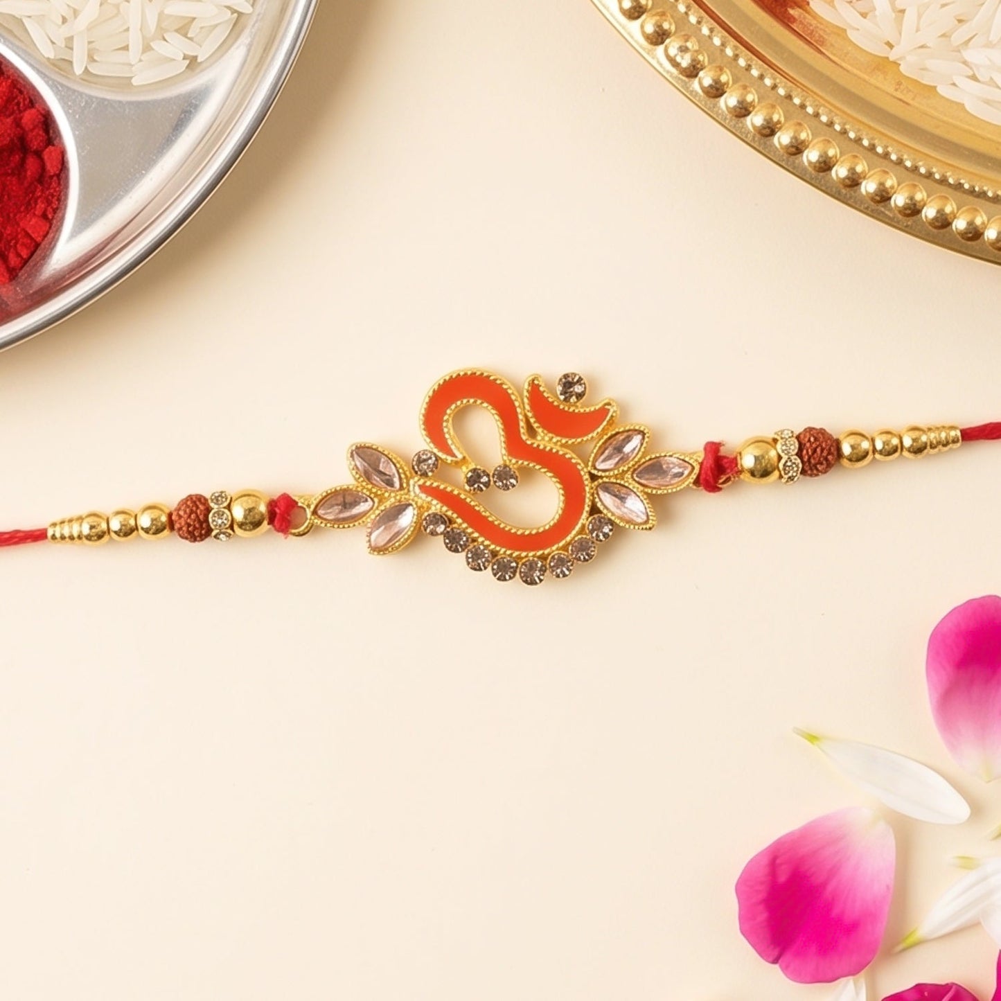 Om Symbol Stone Studded Rakhi for Raksha Bandhan (10pcs)