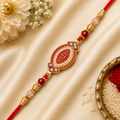 Premium Designer Oval Rakhi for Brother | Handmade Raksha Bandhan Rakhi