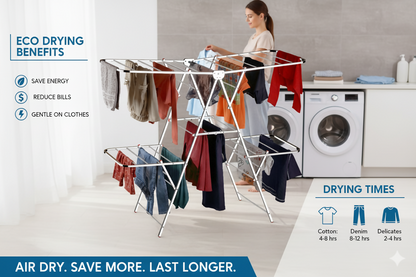 Double-Layer Foldable Stainless Steel Clothes Drying Rack | Heavy-Duty | Rust-Proof | 150x76x127 cm