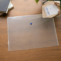 Clear Transparent A4 Document Envelope Folder with Snap Button Closure, See-Through