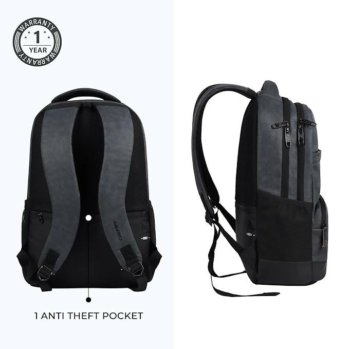 GEAR Vintage Faux Leather Laptop Backpack Navy Black