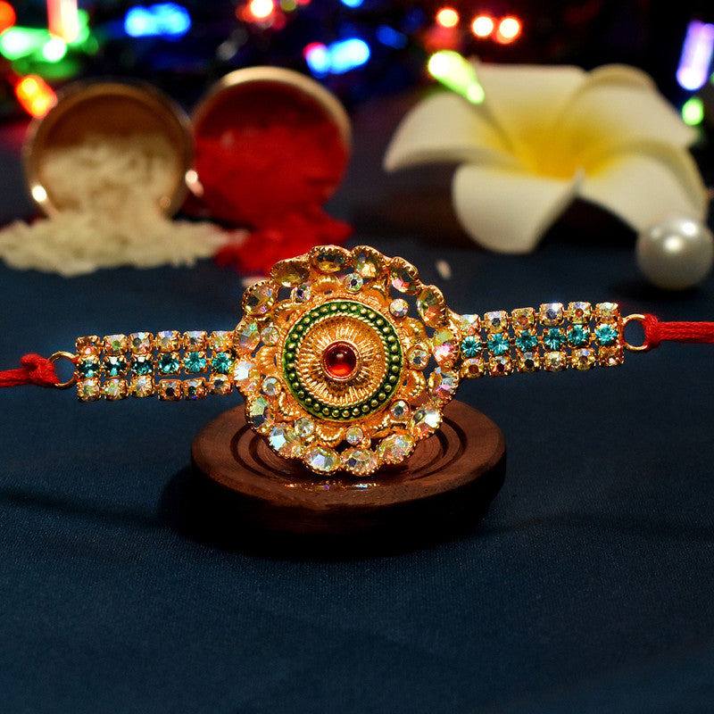 periapt Designer Rakhi Combo Gift For Brother | Coin | Roli & Chawal | Greeting Card