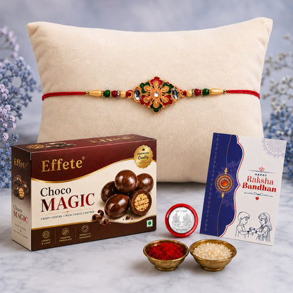 Rakhi Combo for Brother with Chocolate Magic(32-GM)Rakhi Gift | Assorted Gift Box