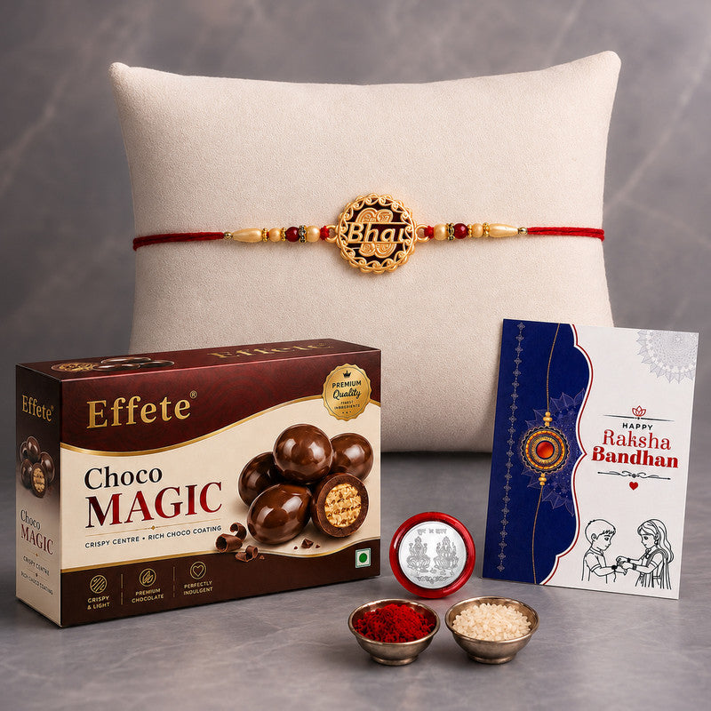 Rakhi Combo for Brother with Chocolate Magic(32-GM)Rakhi Gift | Assorted Gift Box